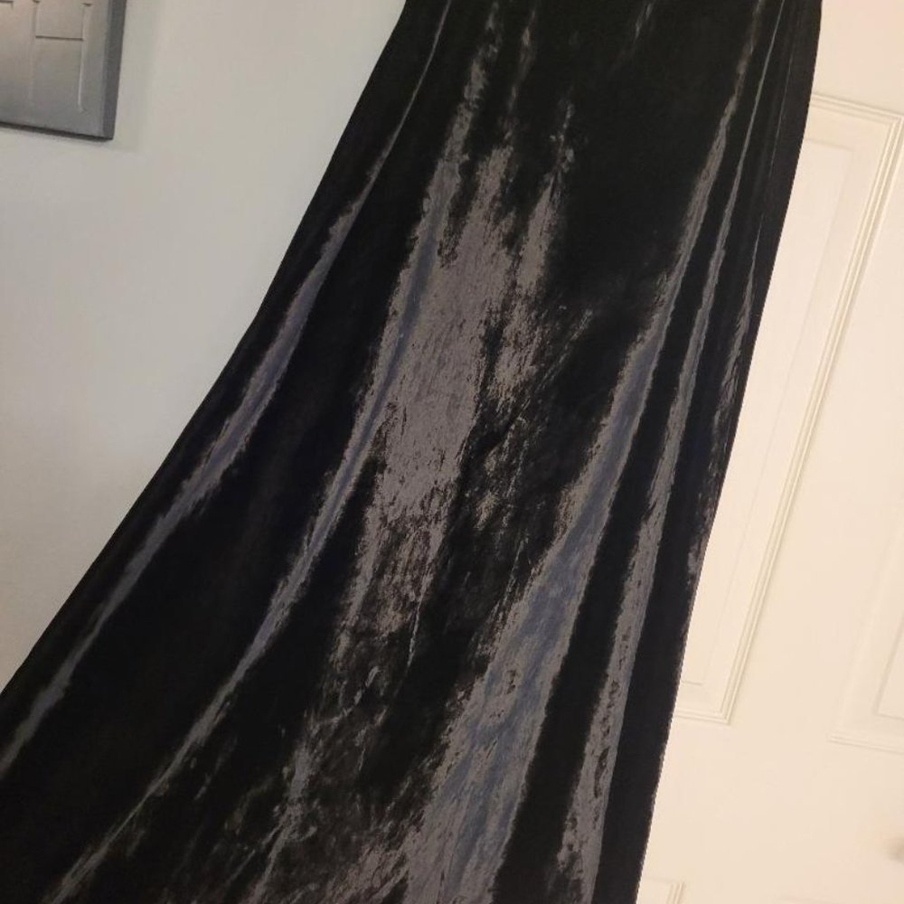Long black skirt - velvet look
